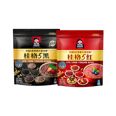桂格 5黑5红5白混合装袋装燕麦片即食懒人早餐代餐 5红480g+5黑518g 26.9元（需用券）
