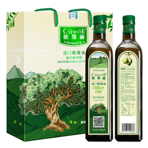 欧维丽 纯正橄榄油礼盒750ml*2食用油官方正品西班牙进口团购送礼 129.8元