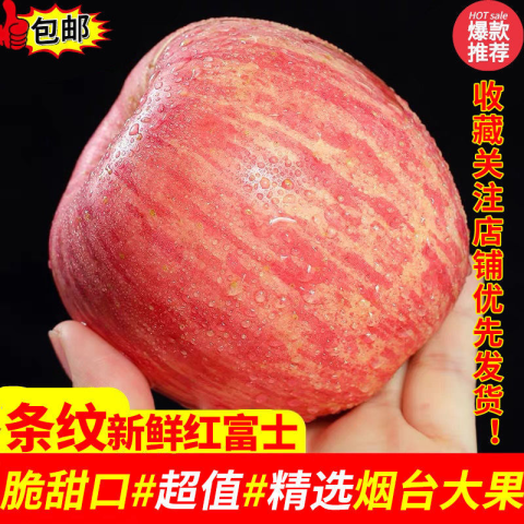 邢小六  正宗烟台水果栖霞红富士苹果水果脆甜3斤 10.43元