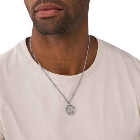 EMPORIO ARMANI Armani阿玛尼LOGO系列鹰标圆牌项链男潮牌时尚送男友 840元
