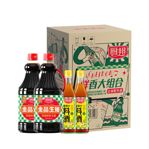 厨邦 金品生抽1.48kg*2+葱姜汁料酒500ml*2特级酿造酱油 19.9元（需用券）