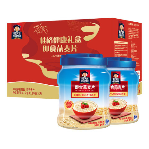 桂格 即食燕麦片 1kg*2瓶 20.65元（需用券）