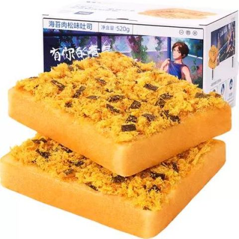 三只松鼠 海苔肉松味吐司 520g 6.35元