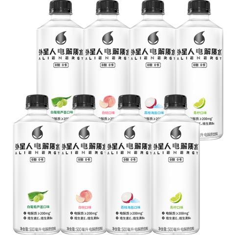 外星人饮料 电解质水青柠+荔枝+白桃+芦荟共500mL*8瓶 24.06元（需用券）